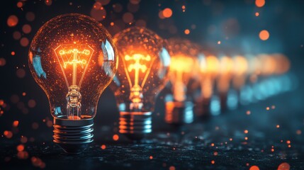 Glowing Lightbulbs Representing Ideas and Innovation