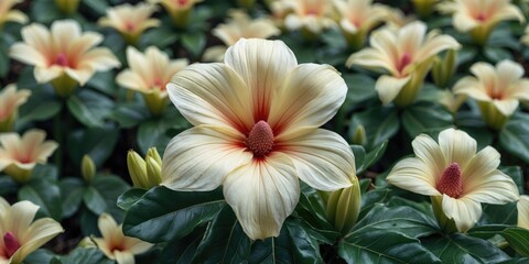 Murdannia Giganteum Flower in Bloom with Lush Green Leaves and Space for Text Addition