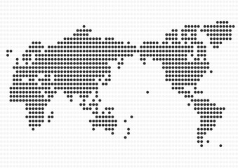 Fototapeta premium 水玉模様の世界地図（日本中心）イラスト（黒）