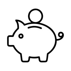 piggy bank icon, piggy bank line art - simple line art of piggy bank, perfect for piggy bank logos and icons
