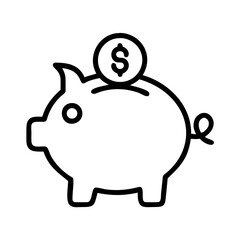 piggy bank icon, piggy bank line art - simple line art of piggy bank, perfect for piggy bank logos and icons