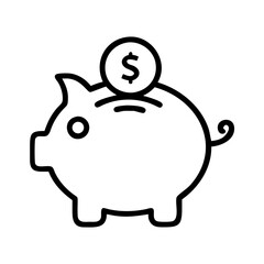 piggy bank icon, piggy bank line art - simple line art of piggy bank, perfect for piggy bank logos and icons