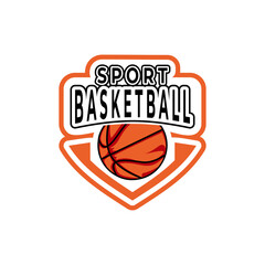 Basketball shield logo. Basketball Sports Team logo design template
