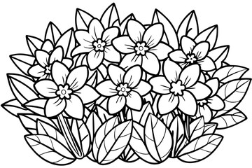 Blossom's Embrace: a collection of vibrant blossoms, each a unique petal of nature's artistry, cluster together with lush, leafy foliage, creating a symphony of nature's artwork.