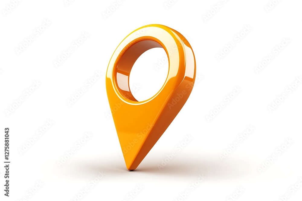 Poster 3d orange map pointer icon, location marker