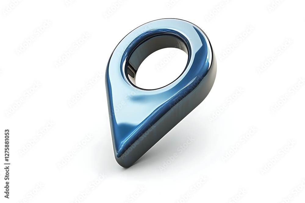 Poster 3d render of a shiny blue map pointer icon