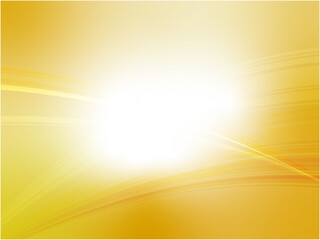 眩しく光り輝くウェーブラインの抽象背景_イエローゴールド