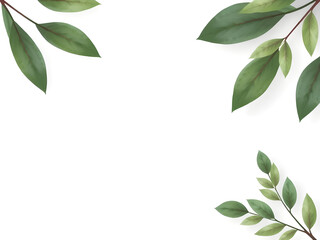 green leaves frame, minimalistic design	