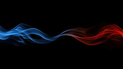 Obraz premium Abstract Red and Blue Wave Flowing Design on Black Background