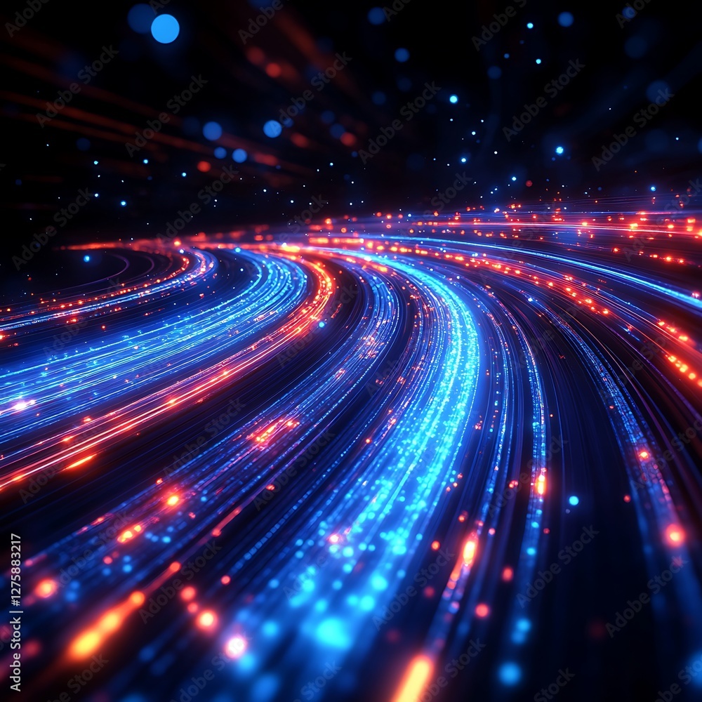 Leinwandbilder ultra-realistic digital image of speed light trails with vibrant colors and dynamic motion.