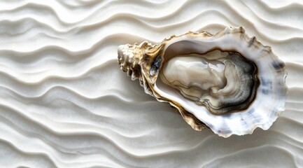 Naklejka premium Harvesting fresh oysters coastal beach food photography natural setting aerial view culinary experience