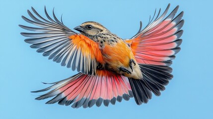 Bird, flying, vibrant, wings, outdoors, sky, colorful, nature, wildlife, poster