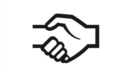 Obraz premium A minimalist black and white illustration of two hands shaking, symbolizing partnership and collaboration.