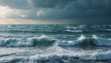 Store enrouleur Vagues de l'océan Stormy Mediterranean Sea Waves Under Dramatic Skies With Room For Text In A Coastal Themed Design  © The 2R Artificiality