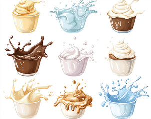 Fresh Milk Splash Burst Isolated on White Studio Background for Dairy Product Packaging and Food Styling