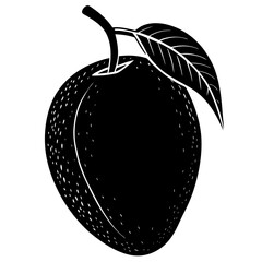 mango black silhouette vector, Simple silhouette Design vector icon with white background. Fruit silhouette vector