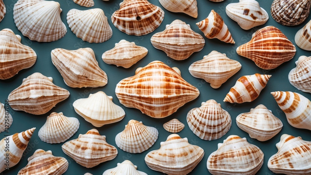 Poster shell texture background pattern with summer vacation vibes and copy space for text in coastal or be