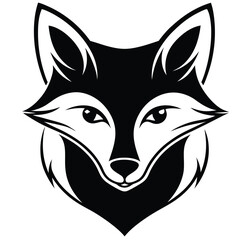 The swift fabled fox head, wolf head icon on black and white background vector image logo  art silhouette design