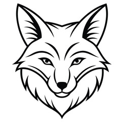 The swift fabled fox head, wolf head icon on black and white background vector image logo  art silhouette design