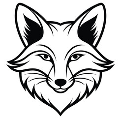 The swift fabled fox head, wolf head icon on black and white background vector image logo  art silhouette design