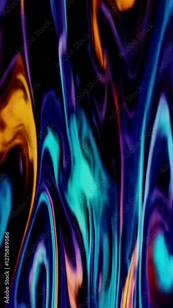 Poster vivid abstract liquid flow with dynamic neon colors and smooth rippling patterns