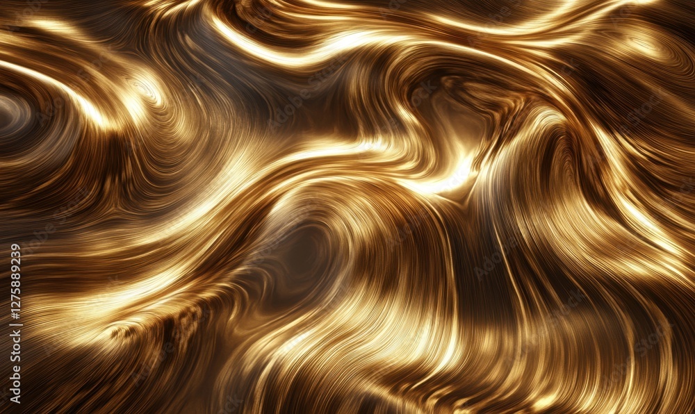 Poster abstract golden waves flowing smoothly, creating a luxurious texture with a rich background