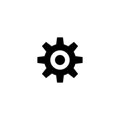 Simple black cogwheel vector icon for settings and mechanics.