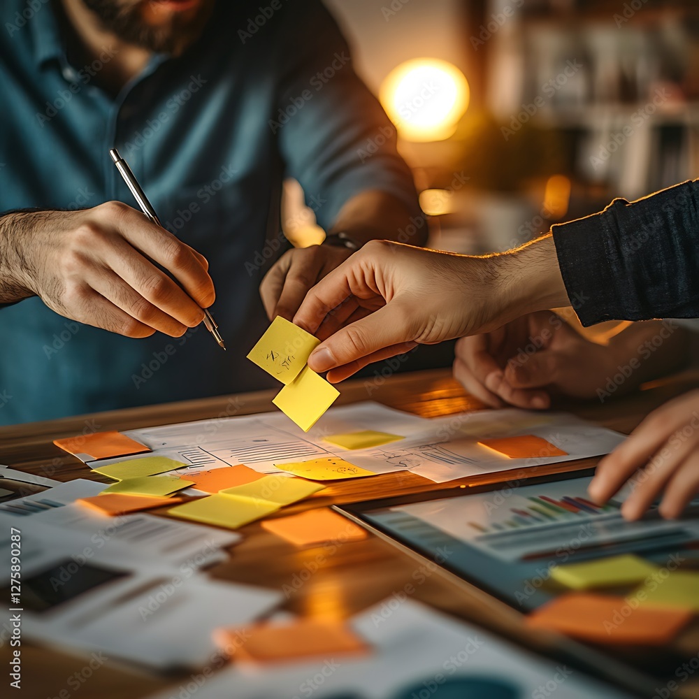 Aufkleber collaboration among startup entrepreneurs working on a project in a professional setting.