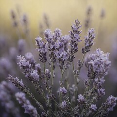 Obraz premium A delicate lavender blossom with hints of pastel yellow and black veins, appearing weightless against a pure background.