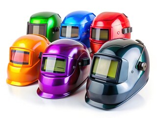 Modern Welding Helmet Collection:  Isolated Safety Masks for Industrial Use