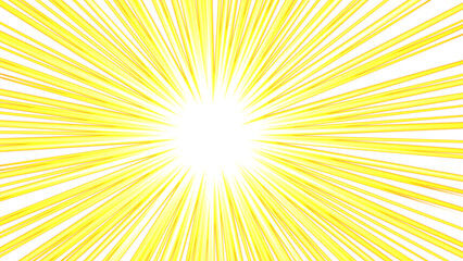 Radiant Burst of Yellow Light Rays on Black Background