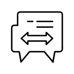 text bubble with arrows icon, text bubble with arrows line art - simple line art of text bubble with arrows, perfect for text bubble with arrows logos and icons