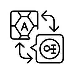 ai translation icon, ai translation line art - simple line art of ai translation, perfect for ai translation logos and icons