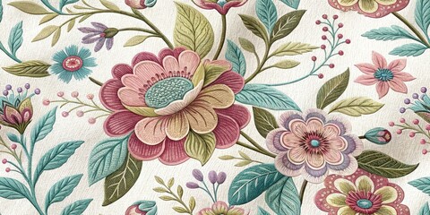Mother's Day Floral Embroidery Fabric Patterns: Aerial Photography Designs
