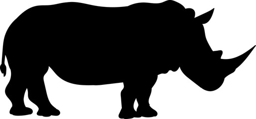 silhouette of a rhinoceros on a white background, vector