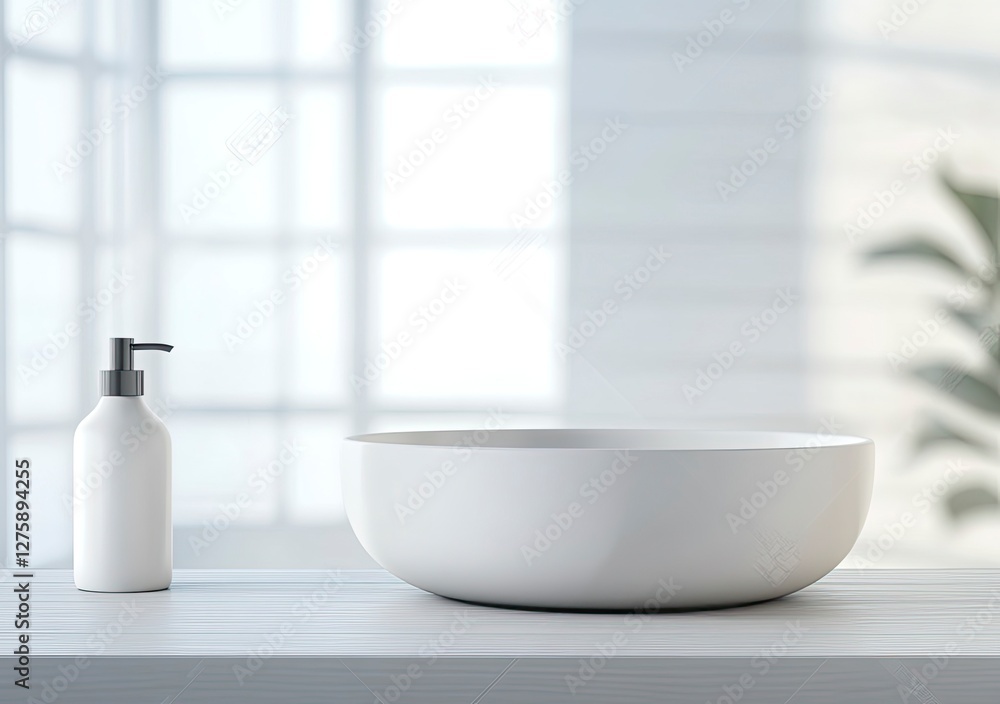 Aufkleber blurred bathroom background with copy space for product display presentation mock-up. white counter 