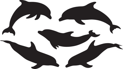 Naklejka premium Dolphin silhouettes