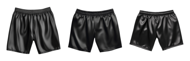 Black Athletic Shorts Collection for Active Wear Isolated on transparent background