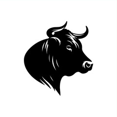 silhouette vector logo of cattle bull cow