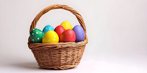 A basket filled with colorful Easter eggs
