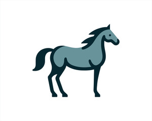 Horse logo design icon symbol vector illustration. Full body horse. Horsepower Animal logo