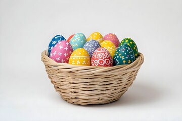A basket filled with colorful Easter eggs

