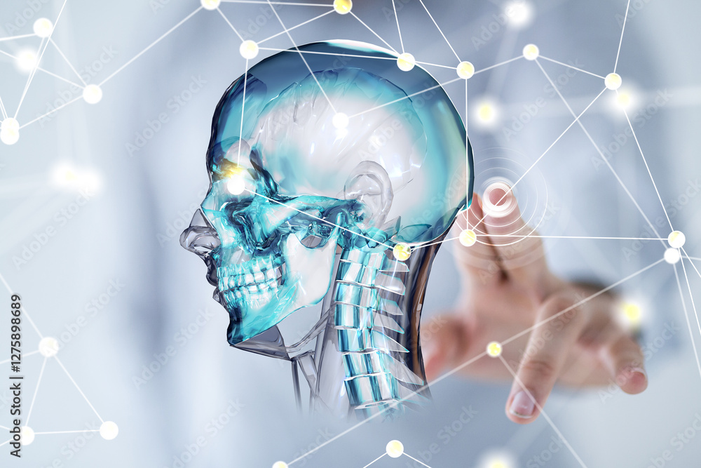 Aufkleber medical network connection with modern virtual screen interface