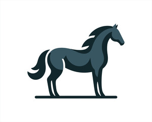Horse logo design icon symbol vector illustration. Full body horse. Animal logo. Black color horse icon logo vector template. Horsepower