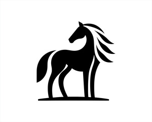 Horse logo design icon symbol vector illustration. Full body horse. Animal logo. Black color horse icon logo vector template. Horsepower