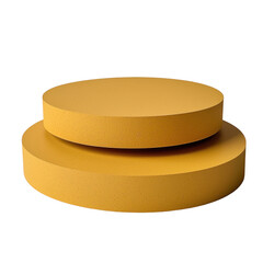 Two yellow circular platforms stacked on each other isolated on png transparent background, cut out