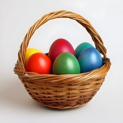 Naklejka premium A basket filled with colorful Easter eggs 