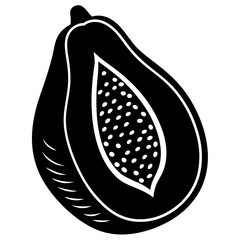 papaya black silhouette vector, Simple silhouette Design vector icon with white background. Fruit silhouette vector