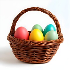 A basket filled with colorful Easter eggs
