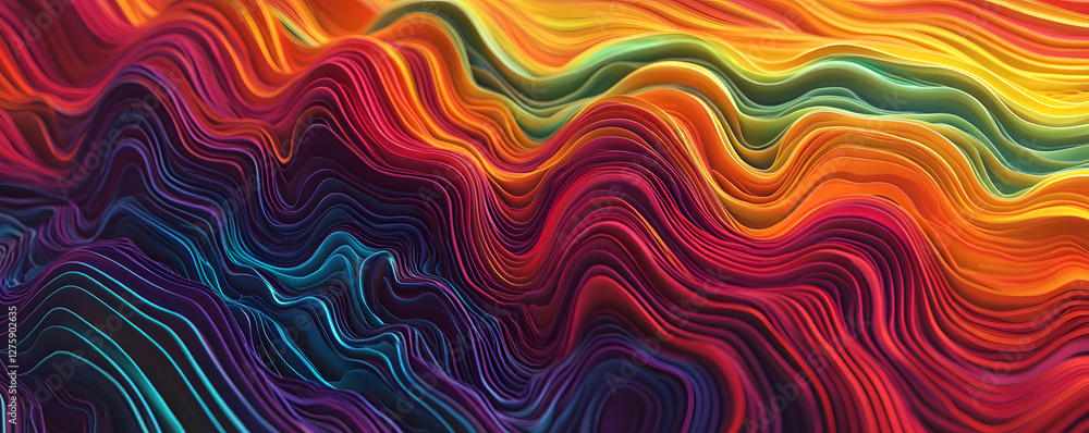 Poster abstract colorful wave pattern background illustration of vibrant swirling lines and curving layers